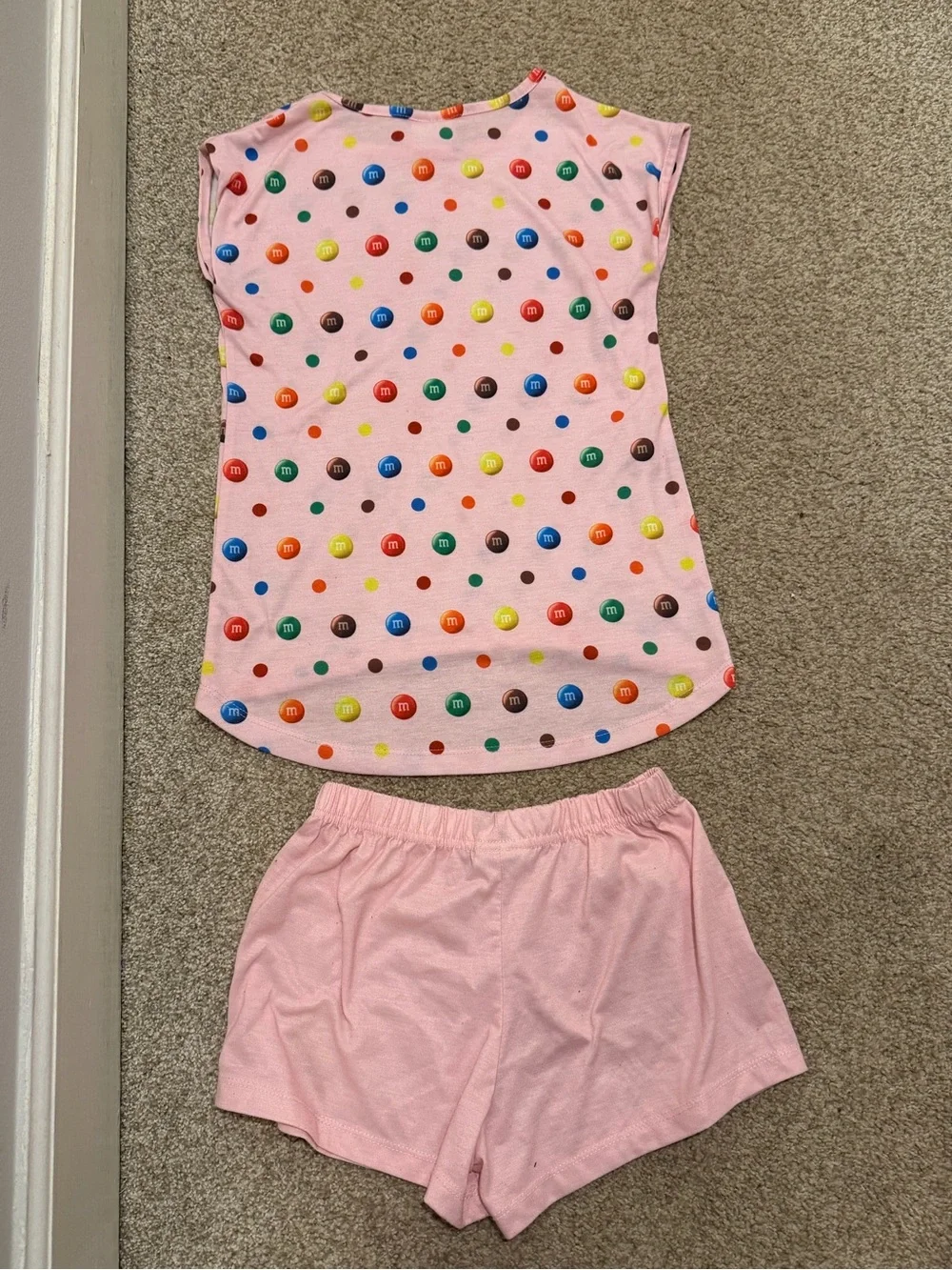 m&m's Pink Girls' Pajama Set - Short Sleeve Top & Shorts size 7/8